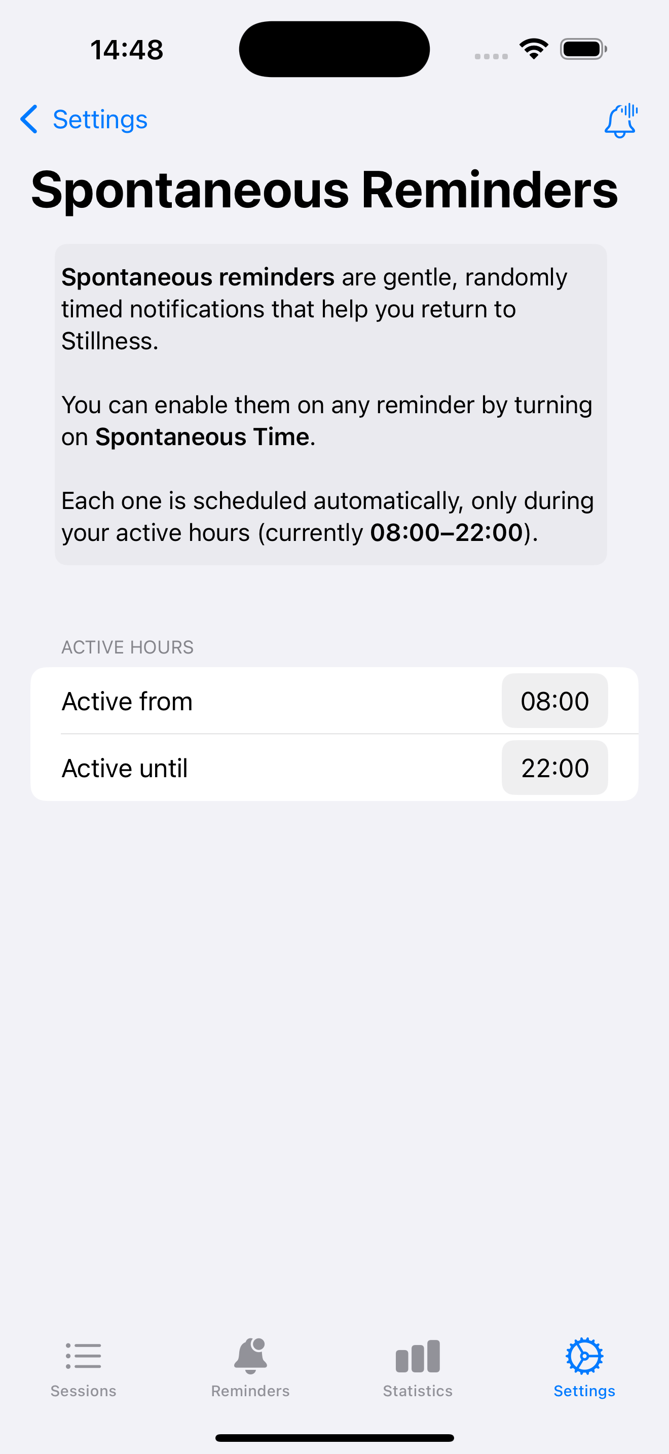 Stillness Timer - Spontous reminders at unexpected moments